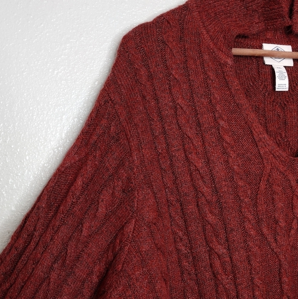 NWT St. John's Bay Rustic Brick Cable Knit Pullover Long Sleeve V-Neck Sweater - Picture 10 of 15